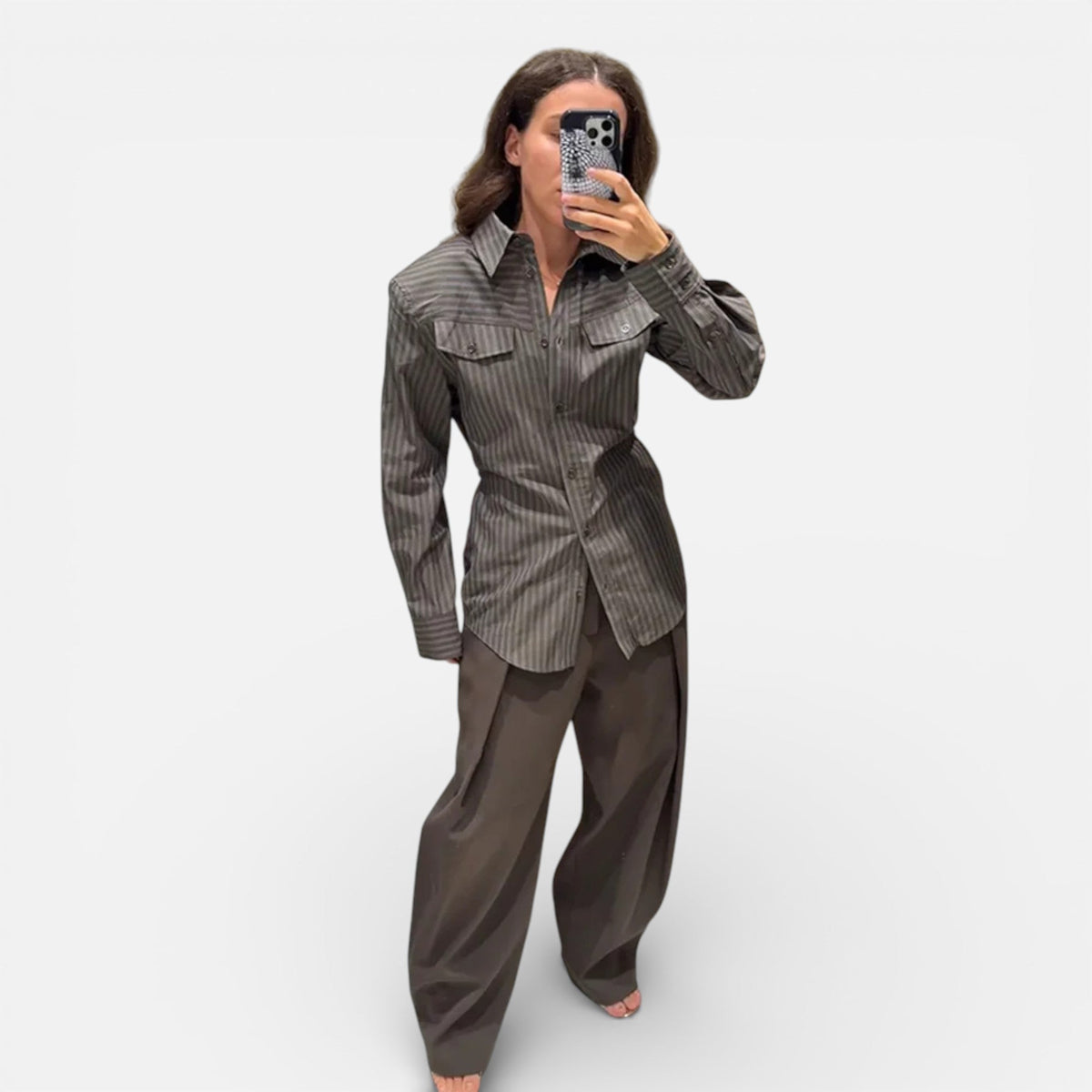 Mavenburry | Women’s Wide‑Leg Trousers - Chocolate
