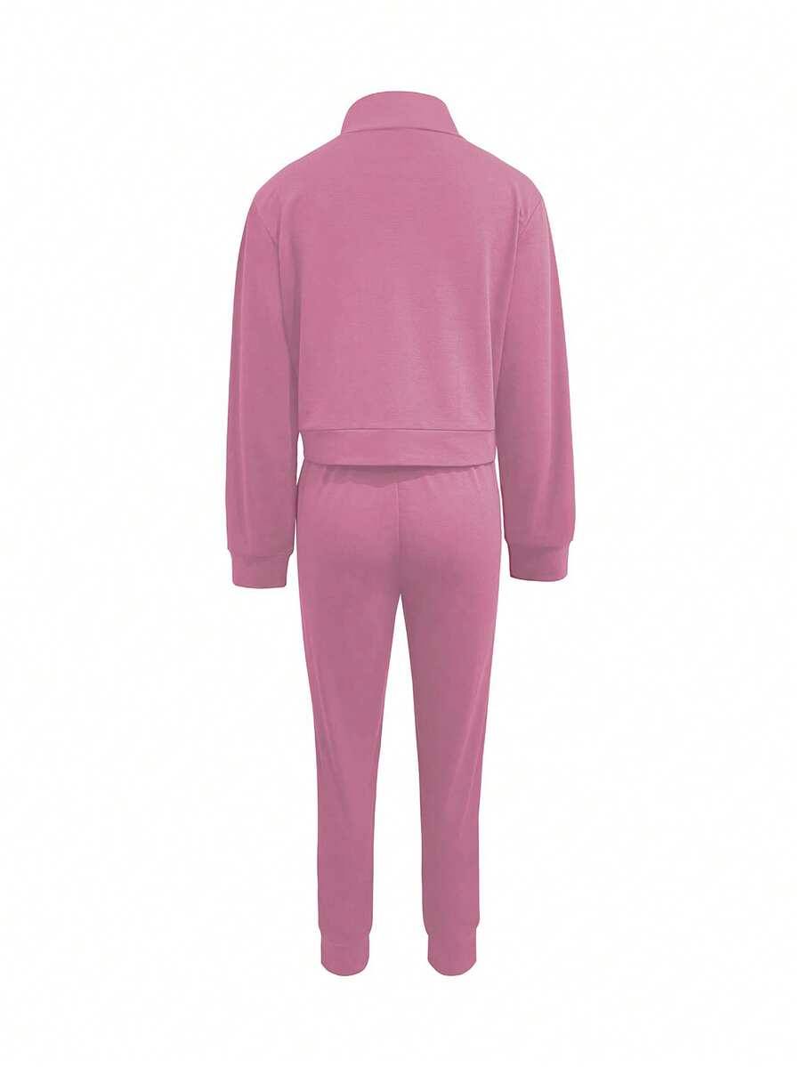 Women's Elegant Two-Piece Zip-Up Jacket & Pants Set