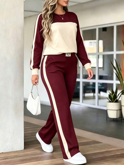 Women's Elegant Two-Piece Zip-Up Jacket & Pants Set