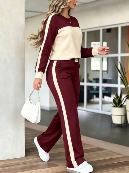 Women's Elegant Two-Piece Zip-Up Jacket & Pants Set