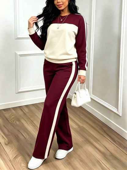 Women's Elegant Two-Piece Zip-Up Jacket & Pants Set