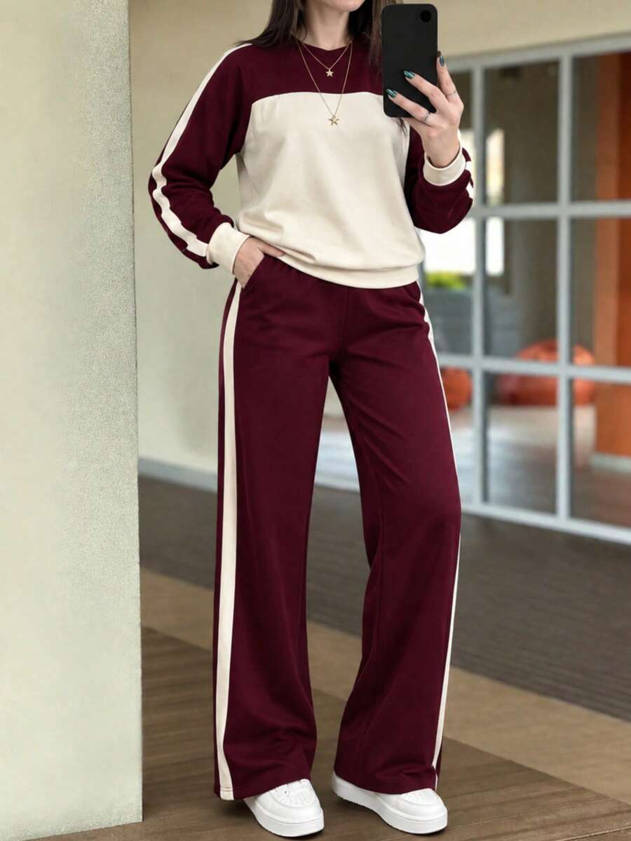 Women's Elegant Two-Piece Zip-Up Jacket & Pants Set