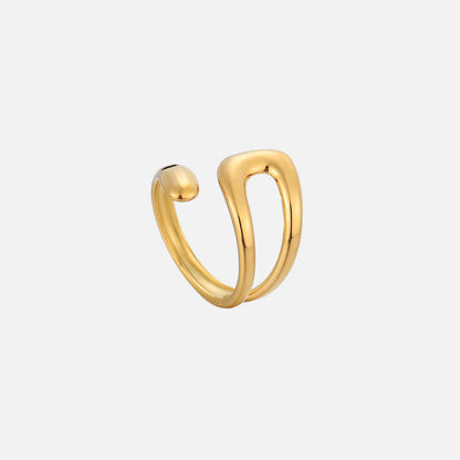 Gold-tone open ring with a rounded bead tip and a smooth U-shaped band, against a plain background 1