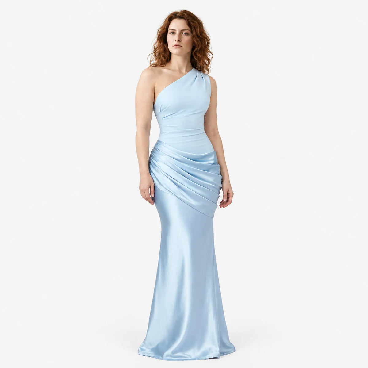 Abbey One-Shoulder Satin Maxi Dress