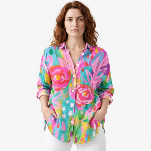 Anica Blouse with Artistic Print Pattern