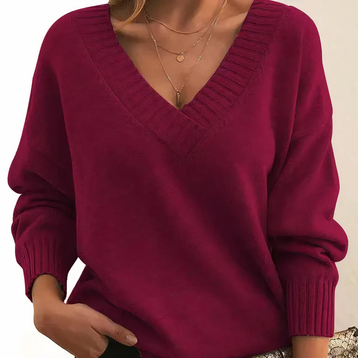 Cashmere Women's Jumper with V-Neck – Amira Autumn Magic