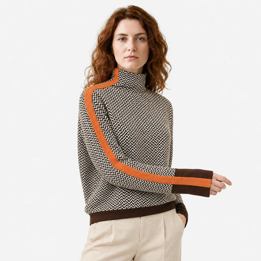 Chic High-Neck Patterned Jumper