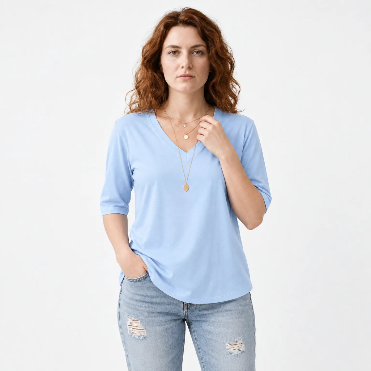 Classic V-Neck Half-Sleeve Tee
