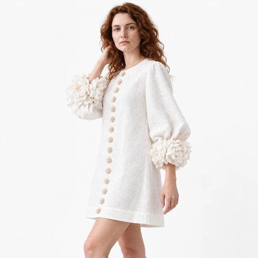 Elegant Mini Dress with Puff Sleeves