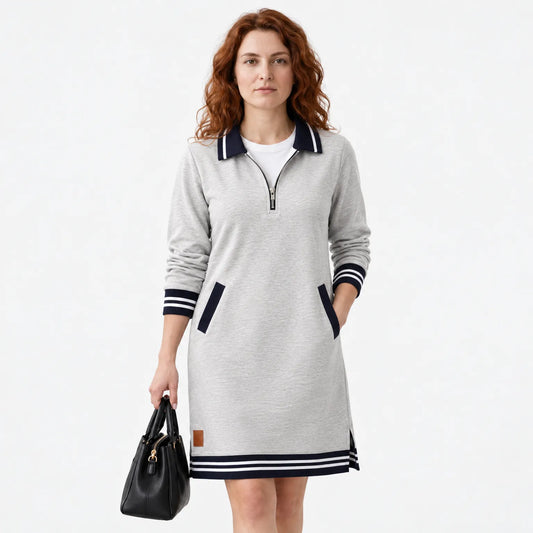 Elegant Polo Dress with Collar and Long Sleeves