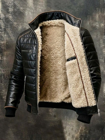 Open jacket displayed at an angle, showing the full fleece interior, inside pocket and ribbed hem 2