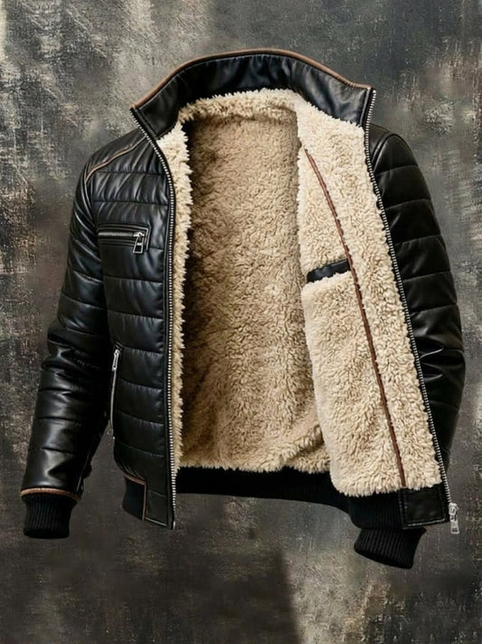 Open jacket displayed at an angle, showing the full fleece interior, inside pocket and ribbed hem 2