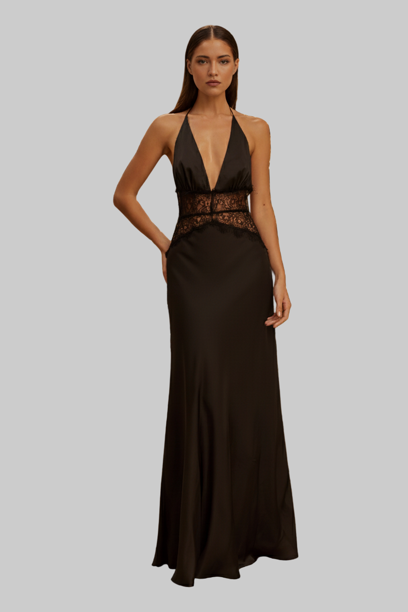 Mavenburry | Lucy Lace & Satin Maxi Dress