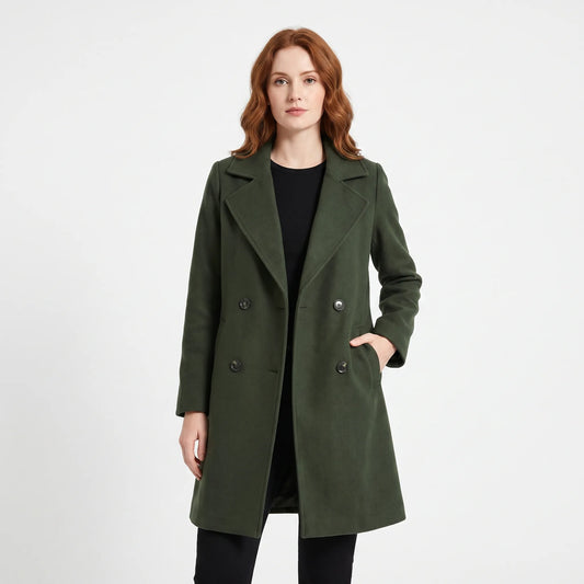 Ladies' wool coat tailored with high collar - Aurelia