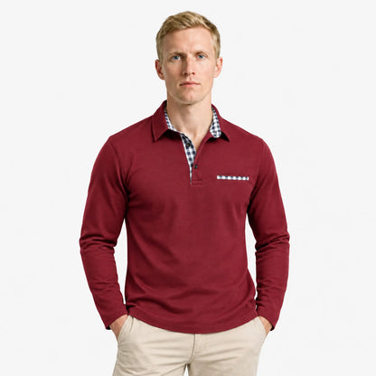 Long Sleeve Polo Shirt Men | Refined Contrast Detail & Everyday Comfort