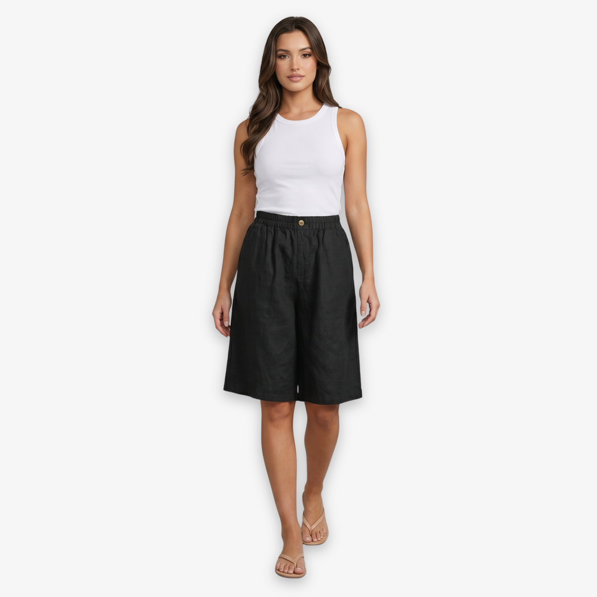Longline Shorts Women’s Elastic Waist Casual