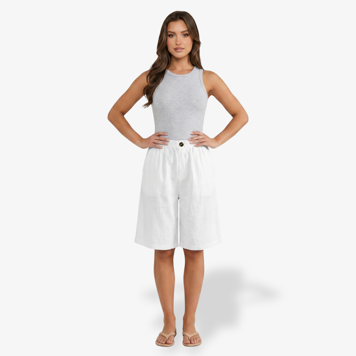 Longline Shorts Women’s Elastic Waist Casual