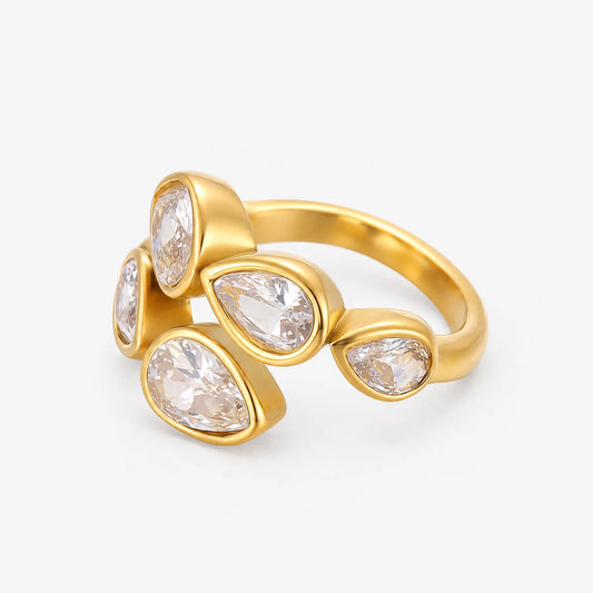 Lustre Adjustable Ring with Pear-Shaped Crystals