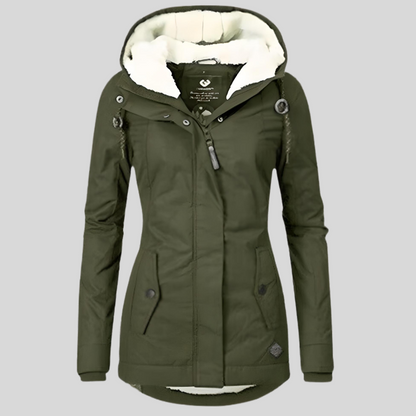 Maggie - Long and Thick Winter Coat Jacket with Hood and Faux Fur Lining