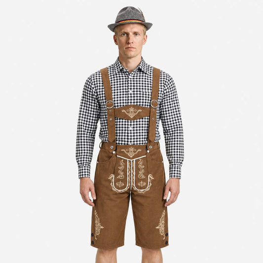 Men's Bavarian Costume Set with Leather Trousers and Shirt