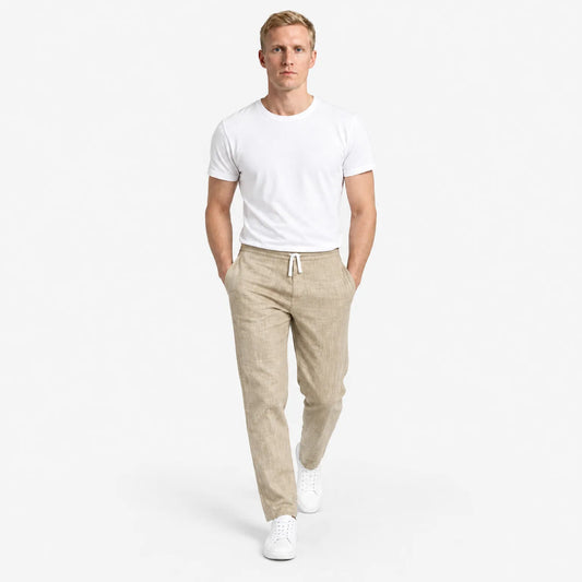 Men's Linen Trousers with Drawstring Waist