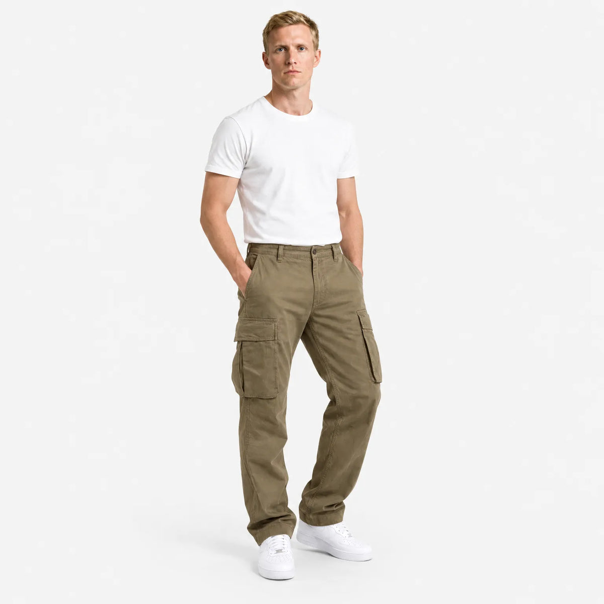 Men's Multi-Pocket Cargo Trousers with Adjustable Waist