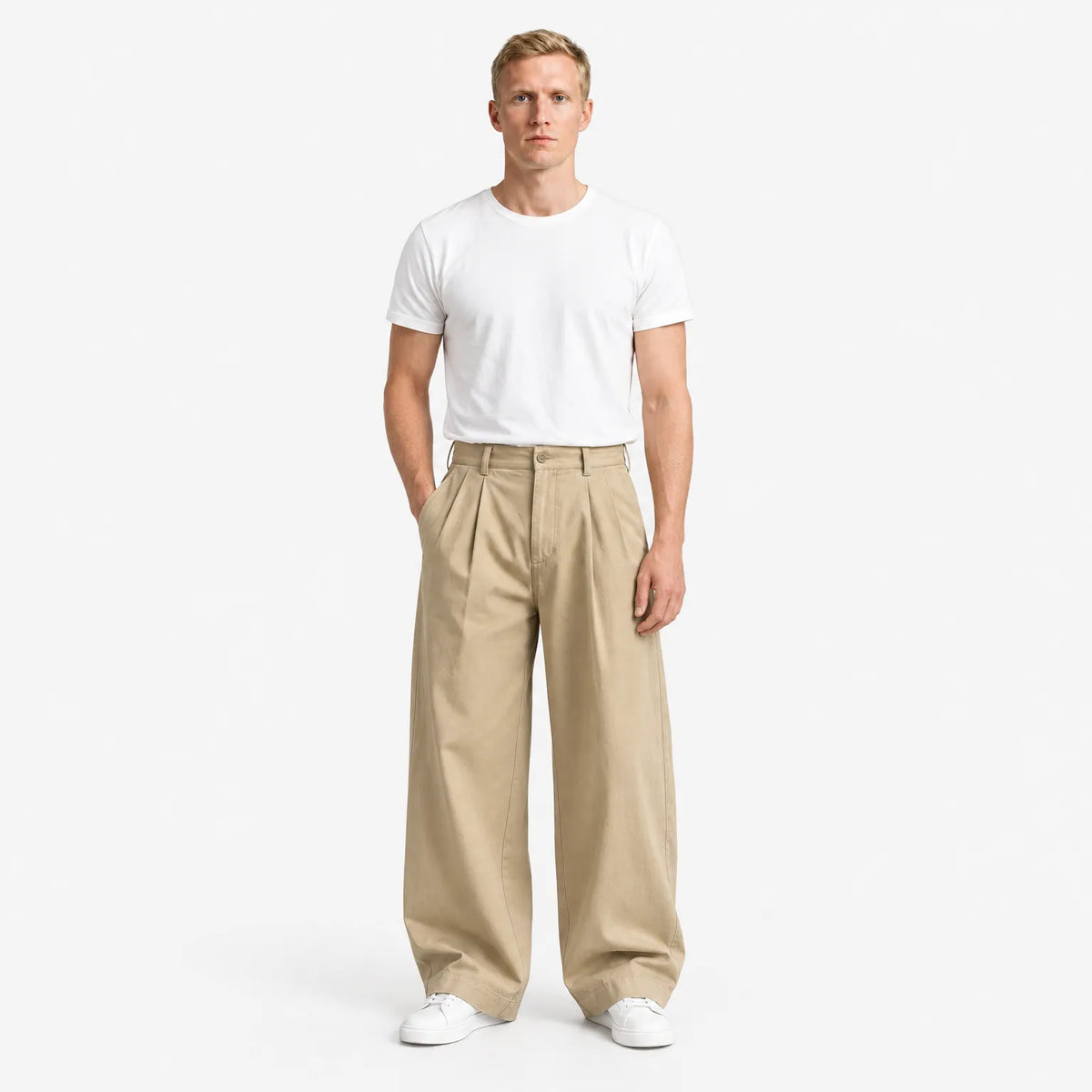 Men's Pleated Wide-Leg Trousers – Relaxed Modern Trousers for Everyday & Travel