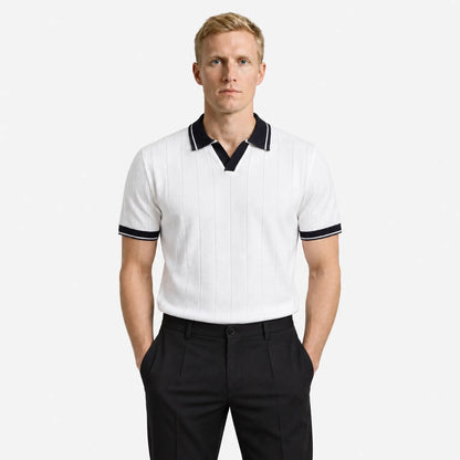 Men's Ribbed Polo & Tapered Trousers Smart Casual Set