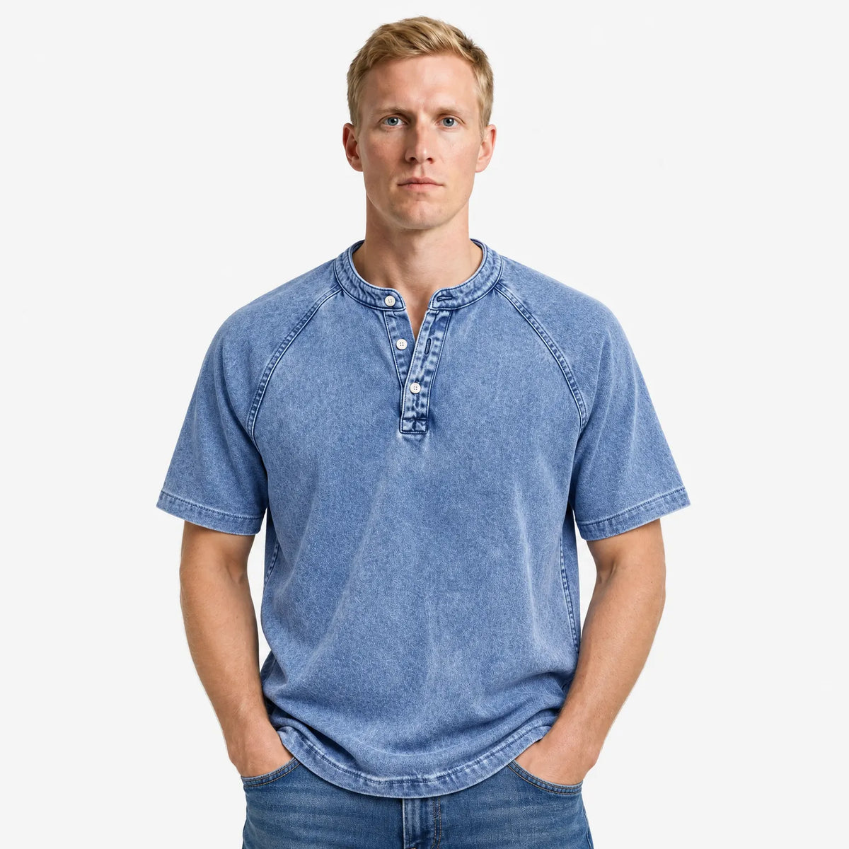 Men's Short-Sleeve Henley | Vintage Washed Button Tee