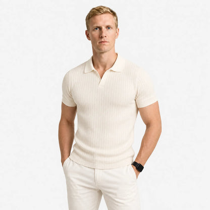 Men's Slim Fit Polo Shirt with V-Neck