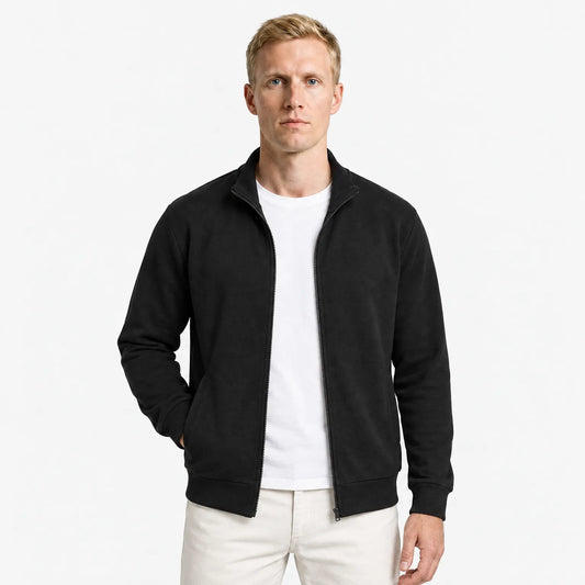 Men's Zip-Up Cotton Sweatshirt Jacket, Breathable Classic Relaxed Fit