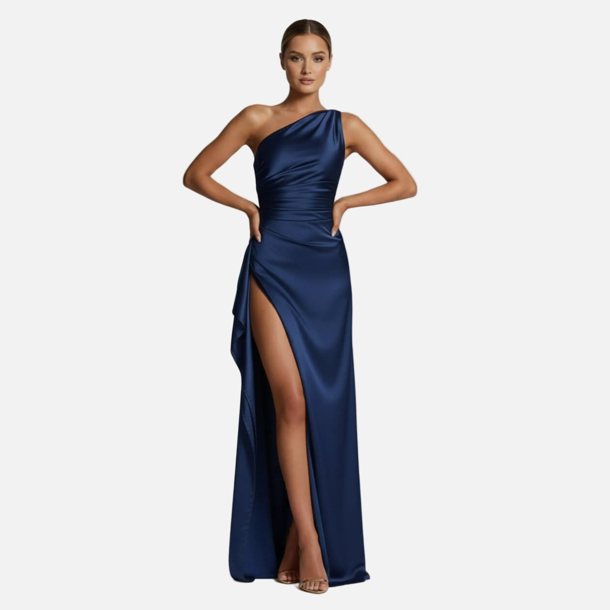 Maxi Dress Women's One Shoulder Satin Slit