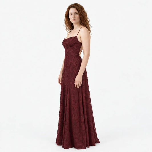 Olivia Maxi Dress - Elegant Evening Gown with Floral Texture