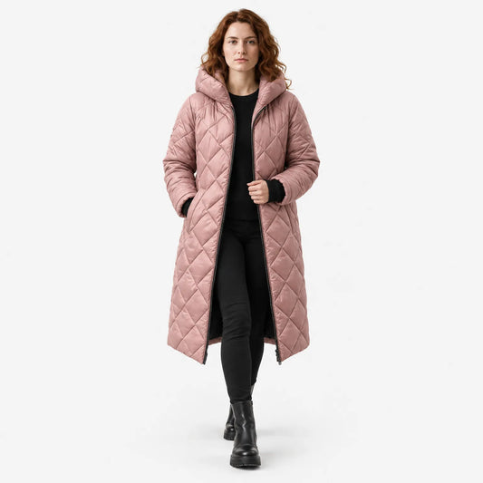 Quilted Long Coat - Water Resistant Insulated Puffer Style