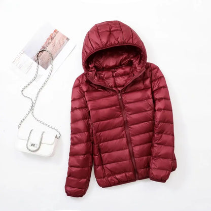 Reversible down jacket with hood – Soraya