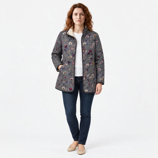 Vintage Floral Quilted Jacket - Lightweight Padded Coat