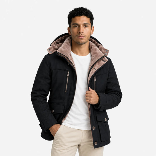 Warm Men's Winter Jacket with Hood - Andreas