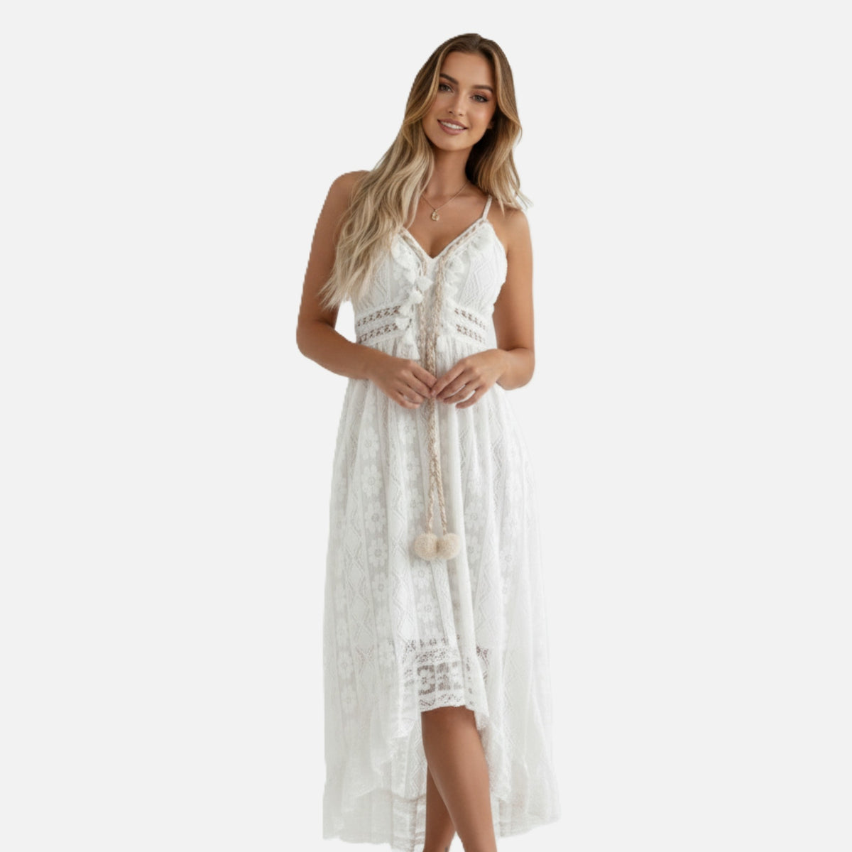 Midi Dress Women's Lace Bohemian Style