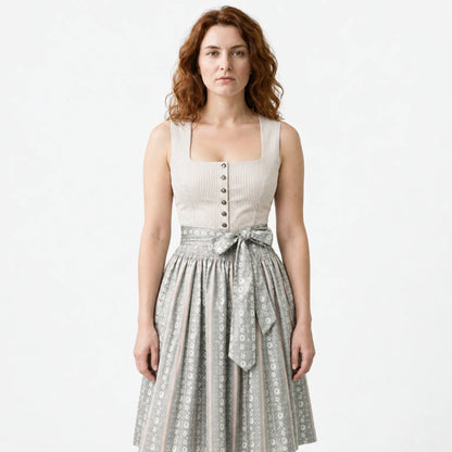 Women's Dirndl Set with Button Placket and Apron