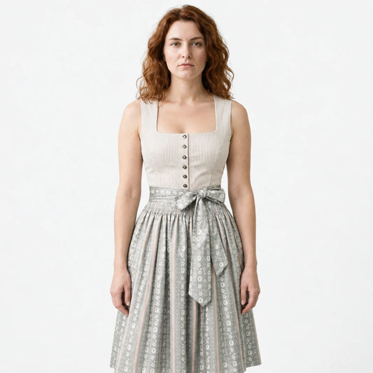 Women's Dirndl Set with Button Placket and Apron