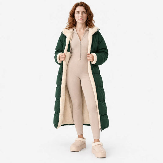 Women's Reversible Hooded Long Puffer Coat, Ankle Length