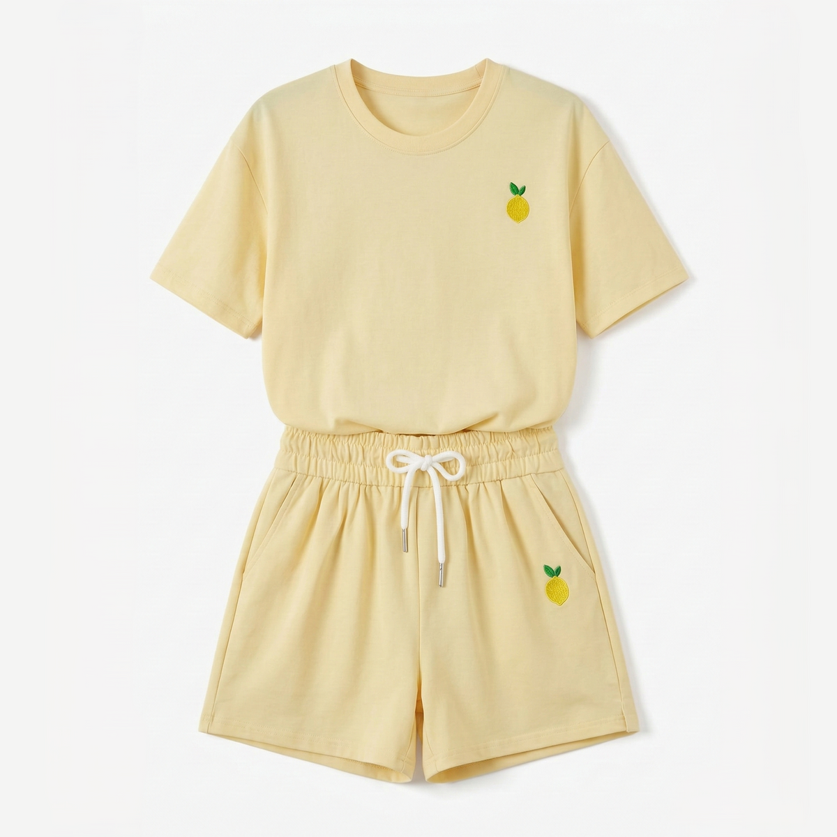 Loungewear Set Women's T-shirt and Drawstring Shorts Print