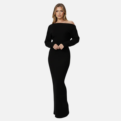 Maxi Dress Women's Off Shoulder Knit Long Sleeve