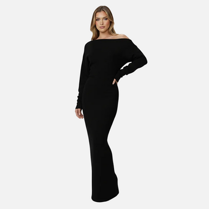 Maxi Dress Women's Off Shoulder Knit Long Sleeve