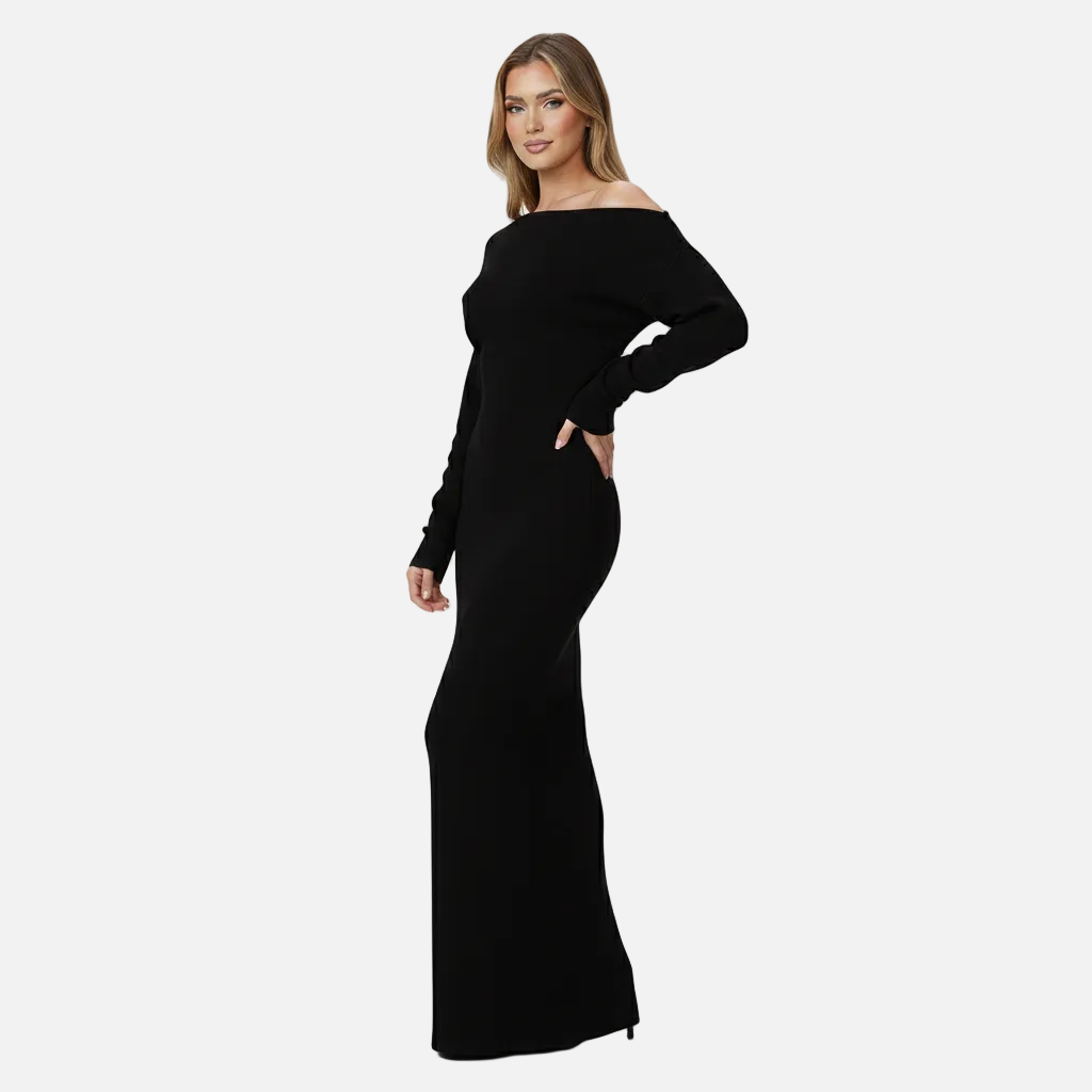 Maxi Dress Women's Off Shoulder Knit Long Sleeve