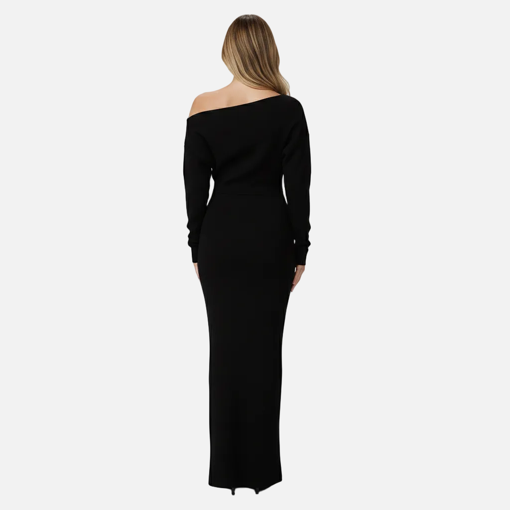 Maxi Dress Women's Off Shoulder Knit Long Sleeve