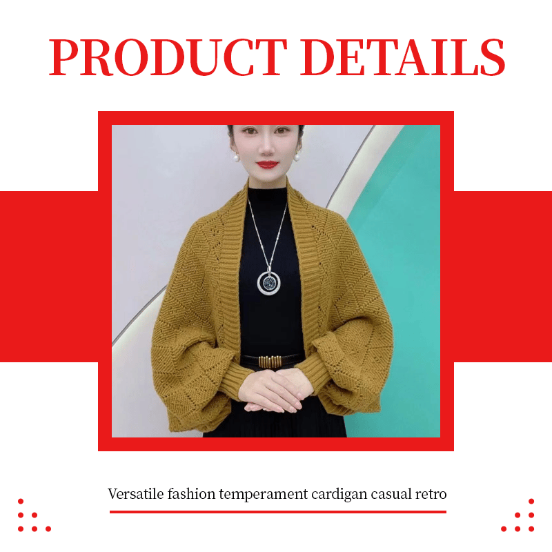 Product details image of the mustard yellow cardigan in a red frame on a white background 14