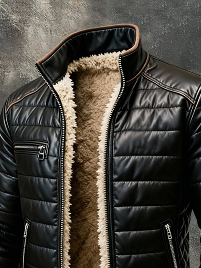 Close-up of the upper front showing the collar, chest zip pocket and fleece-lined opening 5