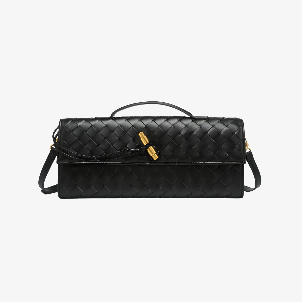 Handbag Women's Woven Leather Flap Closure