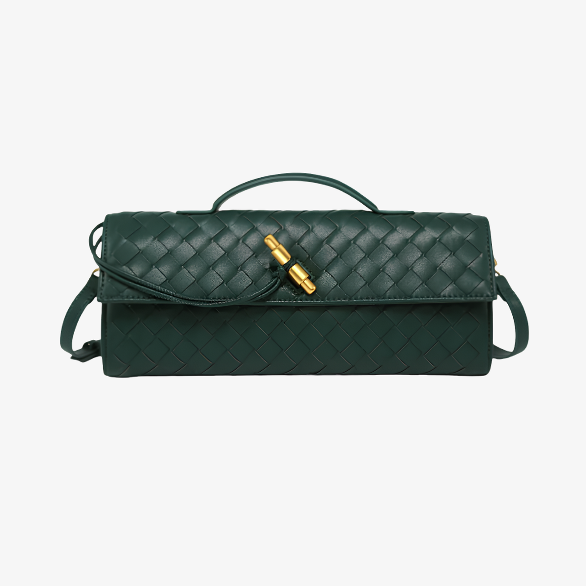 Handbag Women's Woven Leather Flap Closure
